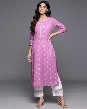 women floral print straight kurta