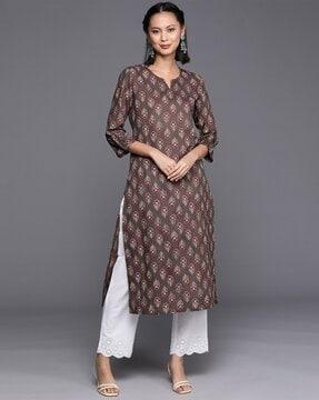 women floral print straight kurta