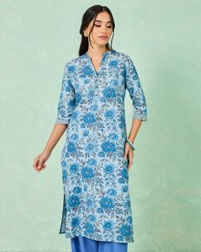 women floral print straight kurta