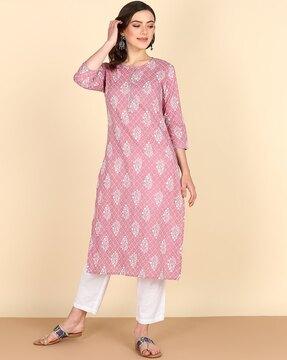 women floral print straight kurta