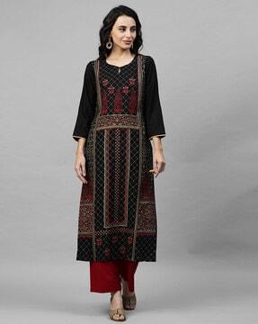 women floral print straight kurta