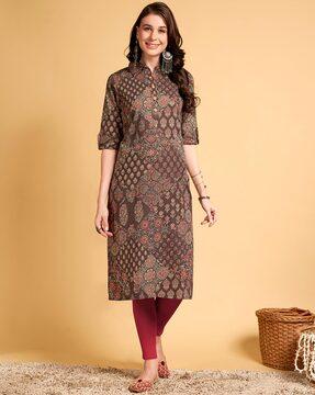 women floral print straight kurta