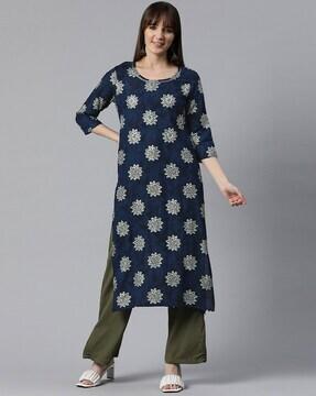 women floral print straight kurta