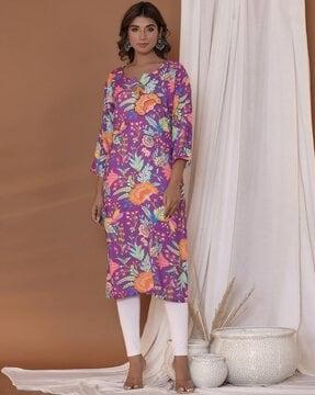 women floral print straight kurta