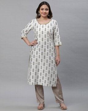 women floral print straight kurta