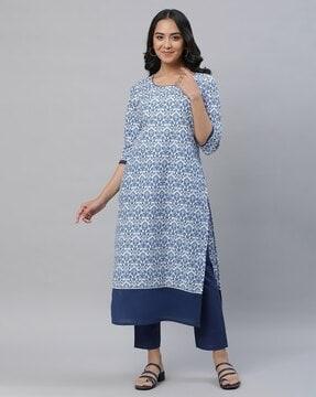 women floral print straight kurta