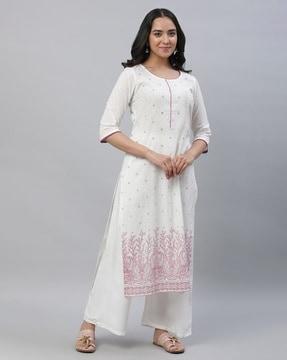 women floral print straight kurta