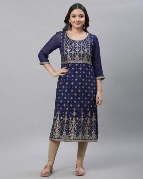 women floral print straight kurta