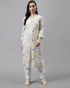 women floral print straight kurta