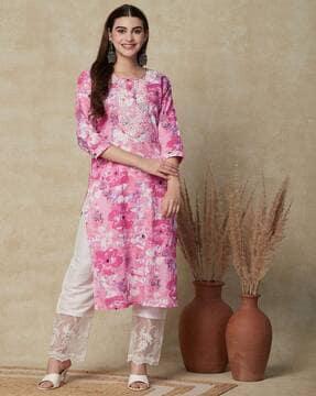 women floral print straight kurta