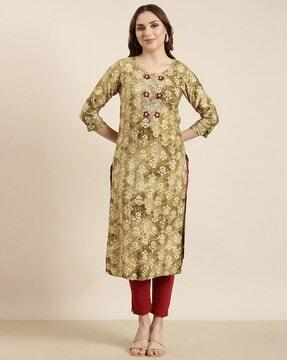 women floral print straight kurta