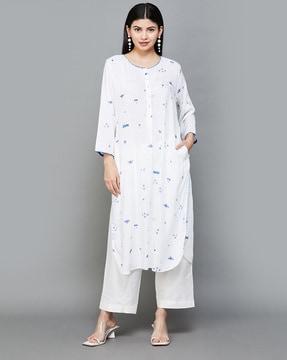 women floral print straight kurta