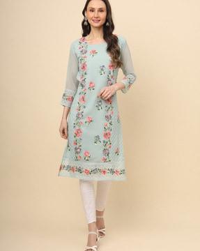 women floral print straight kurta