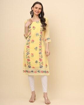 women floral print straight kurta