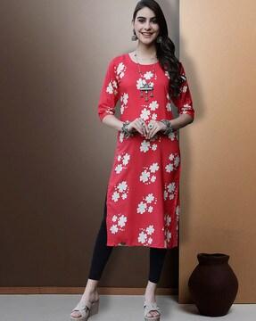 women floral print straight kurta