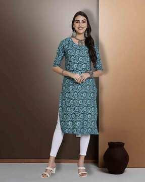 women floral print straight kurta