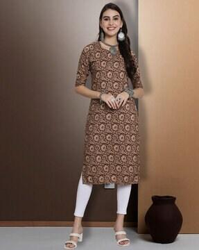 women floral print straight kurta