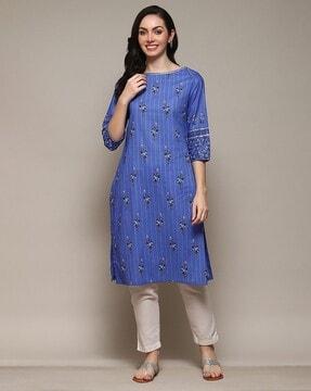 women floral print straight kurta