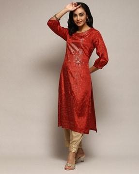 women floral print straight kurta