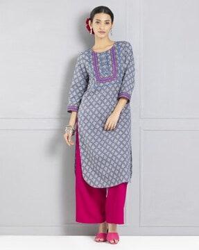 women floral print straight kurta