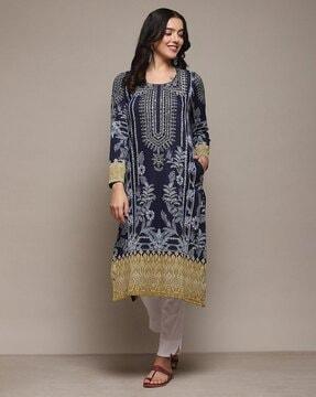 women floral print straight kurta