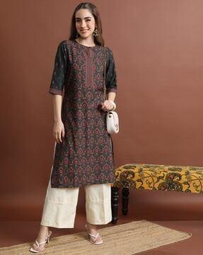 women floral print straight kurta