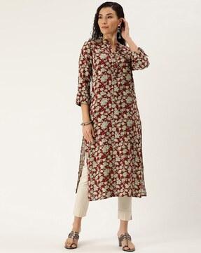 women floral print straight kurta