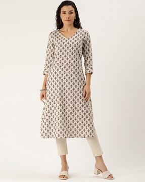 women floral print straight kurta