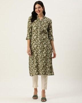 women floral print straight kurta