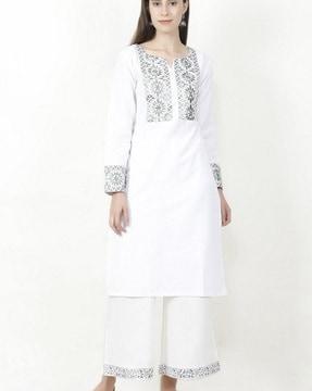 women floral print straight kurta