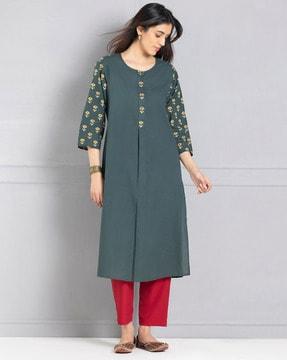 women floral print straight kurta