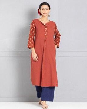 women floral print straight kurta