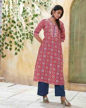 women floral print straight kurta