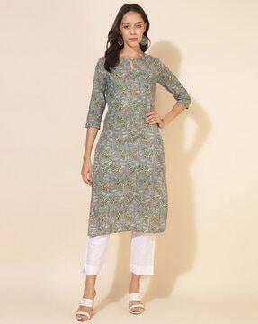 women floral print straight kurta