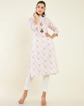 women floral print straight kurta