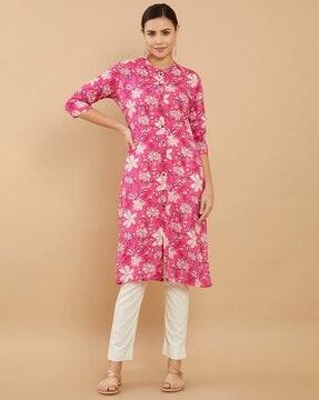 women floral print straight kurta