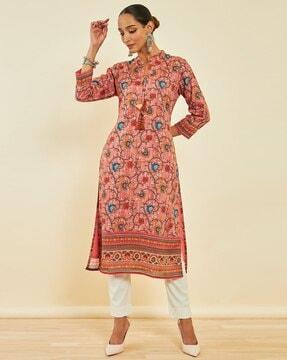 women floral print straight kurta