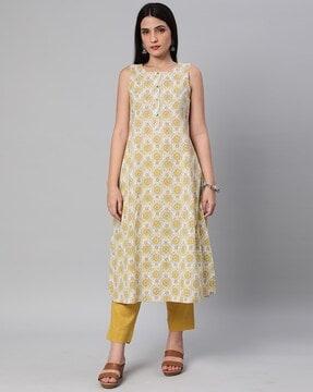 women floral print straight kurta