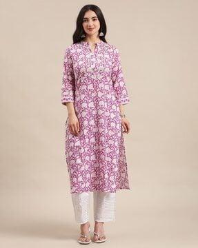 women floral print straight kurta