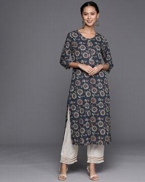 women floral print straight kurta