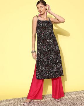 women floral print straight kurta