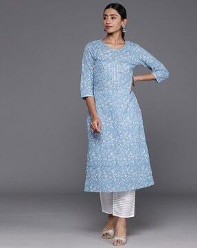 women floral print straight kurta