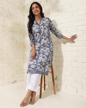 women floral print straight kurta