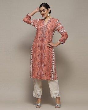 women floral print straight kurta