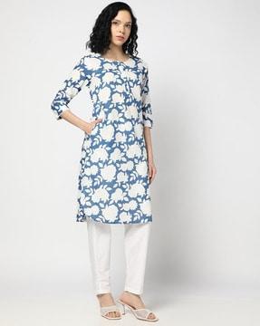 women floral print straight kurta