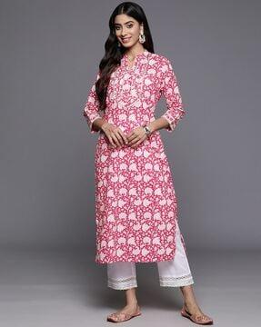 women floral print straight kurta