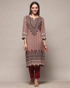 women floral print straight kurta