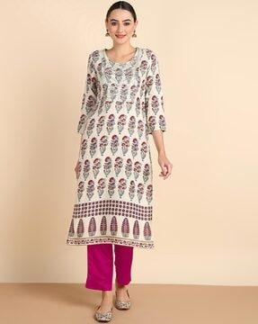 women floral print straight kurta