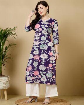 women floral print straight kurta