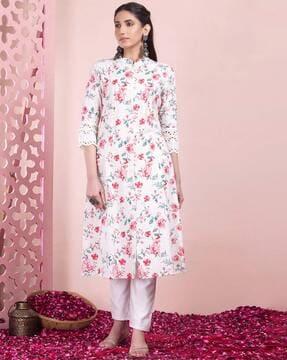 women floral print straight kurta